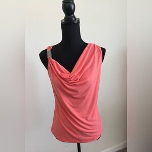 Calvin Klein Coral Drape Neck Blouse